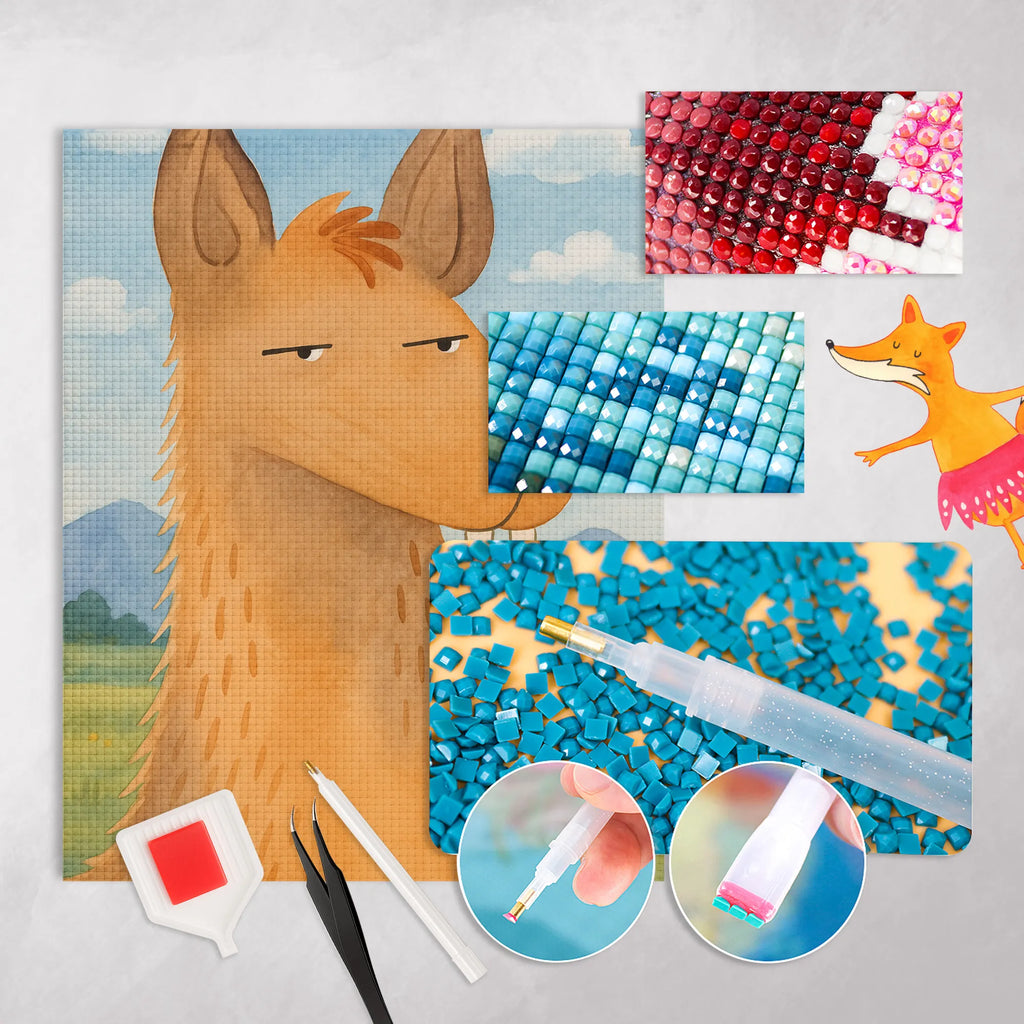 Diamond Painting llama head Annoyed Design Llama, llama, alpaca, trendy animal, best friend, boss, partner, girlfriend, office, being right, being annoyed, apprentice, lama, office life, lamas