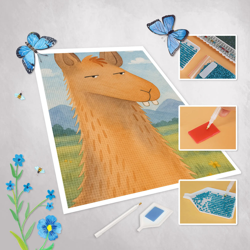 Diamond Painting llama head Annoyed Design Llama, llama, alpaca, trendy animal, best friend, boss, partner, girlfriend, office, being right, being annoyed, apprentice, lama, office life, lamas
