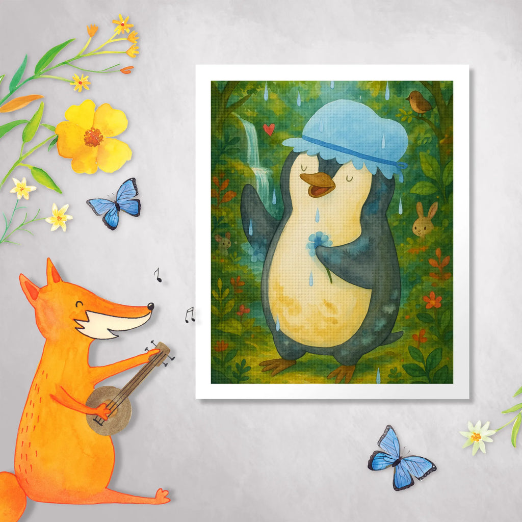 Obraz diamentowy Pingwin Prysznic Design Pinguin