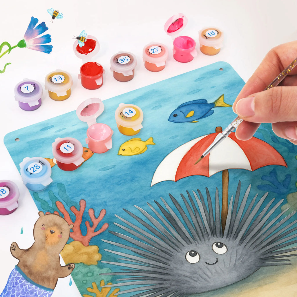 Metalowy szyld do malowania po numerach Jeżowiec Design Zwierzeta morskie, Morze, Wakacje