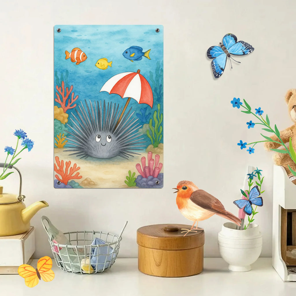 Metalowy szyld do malowania po numerach Jeżowiec Design Zwierzeta morskie, Morze, Wakacje