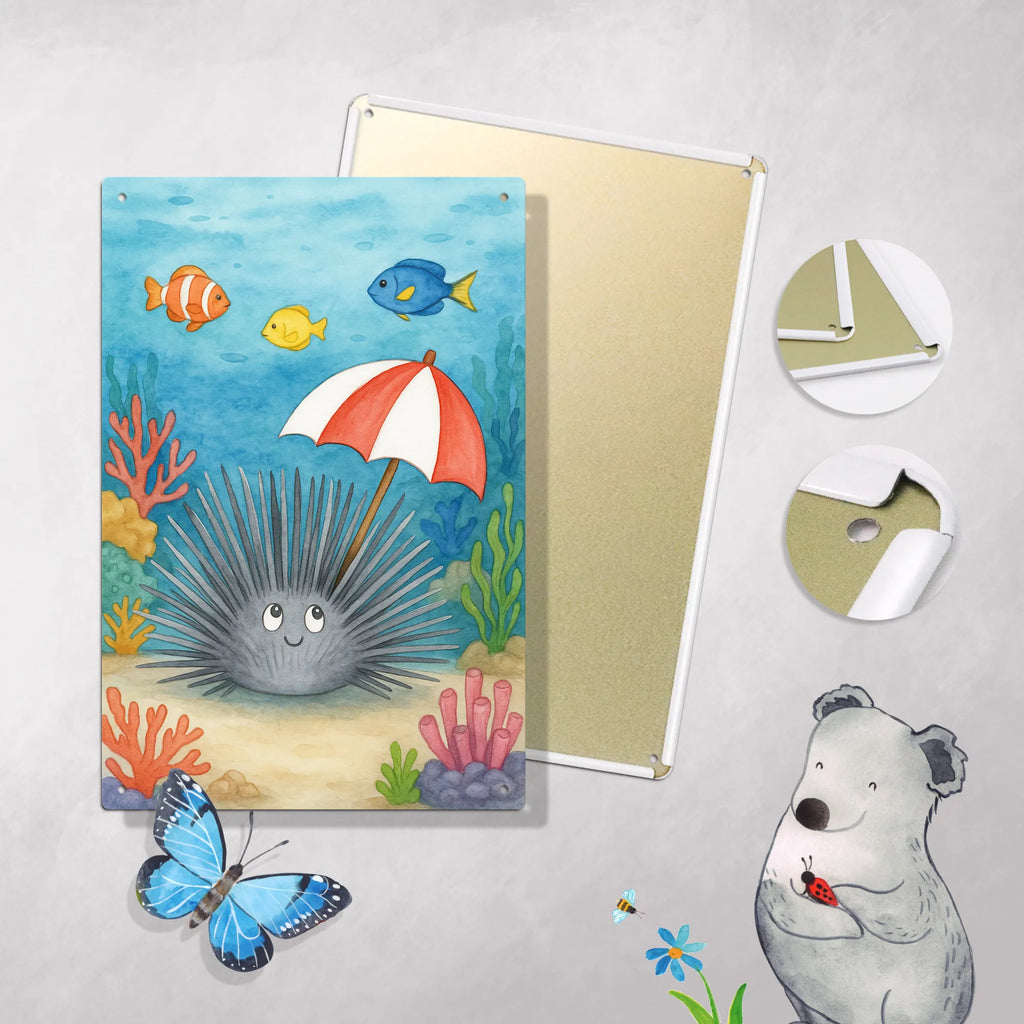 Metalowy szyld do malowania po numerach Jeżowiec Design Zwierzeta morskie, Morze, Wakacje