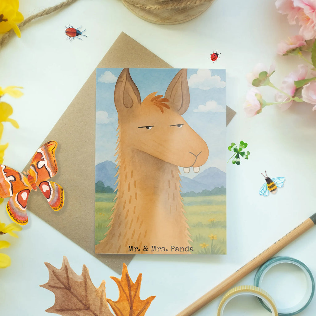 Grußkarte Lamakopf Genervt Design Grußkarte, Karte, Klappkarte, Einladungskarte, Glückwunschkarte, Ansichtskarten, Geburtstagskarte, Hochzeitskarte, Lama, Alpaka, Chef, genervt sein, Lamas, Büro, Freundin, Recht haben, Chefin, beste Freundin, Azubi, Büroalltag, Partnerin