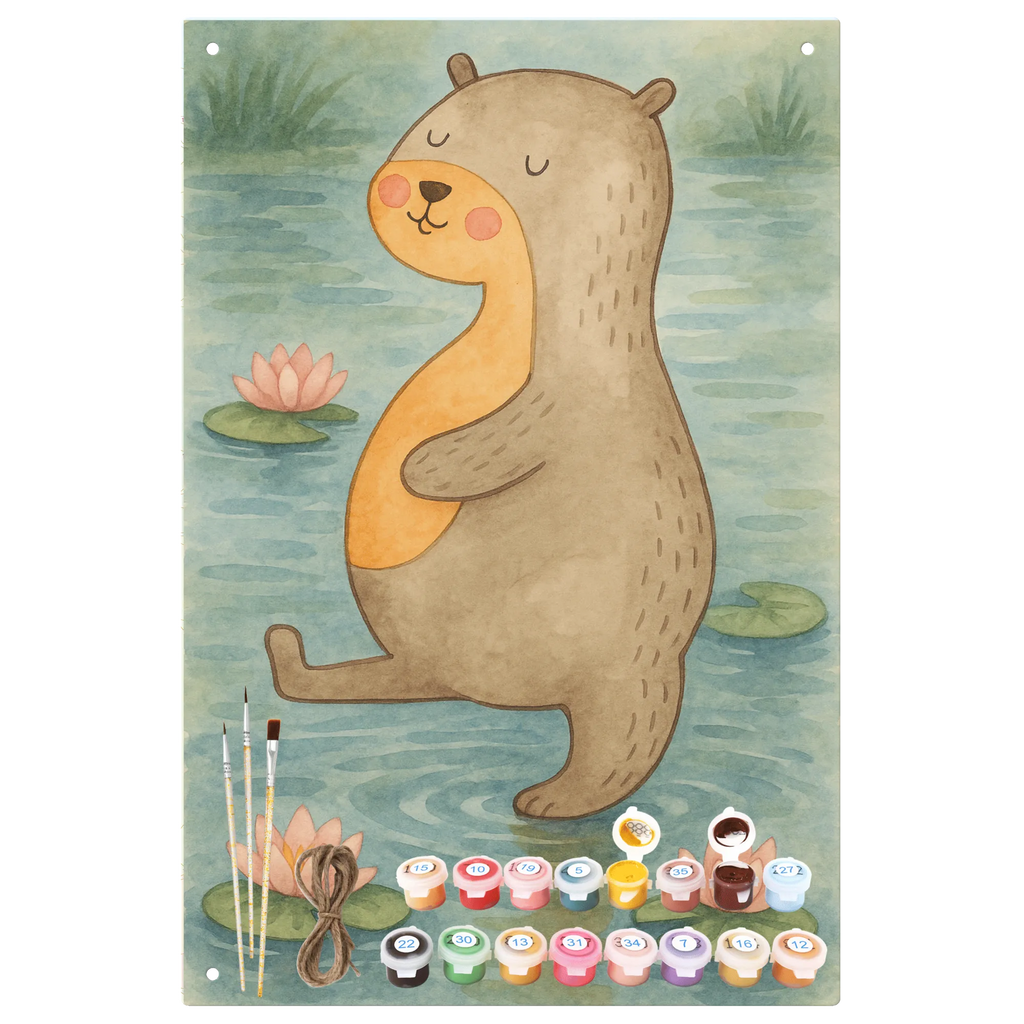 Malen nach Zahlen Metallschild Otter Bauch Design Ausmalbild, Malen nach Zahlen, Bastelidee, Malen, Baseln, Künstler, Kreativität, DIY, Kunstwerk, Otter, Fischotter, Seeotter, Otter Seeotter See Otter