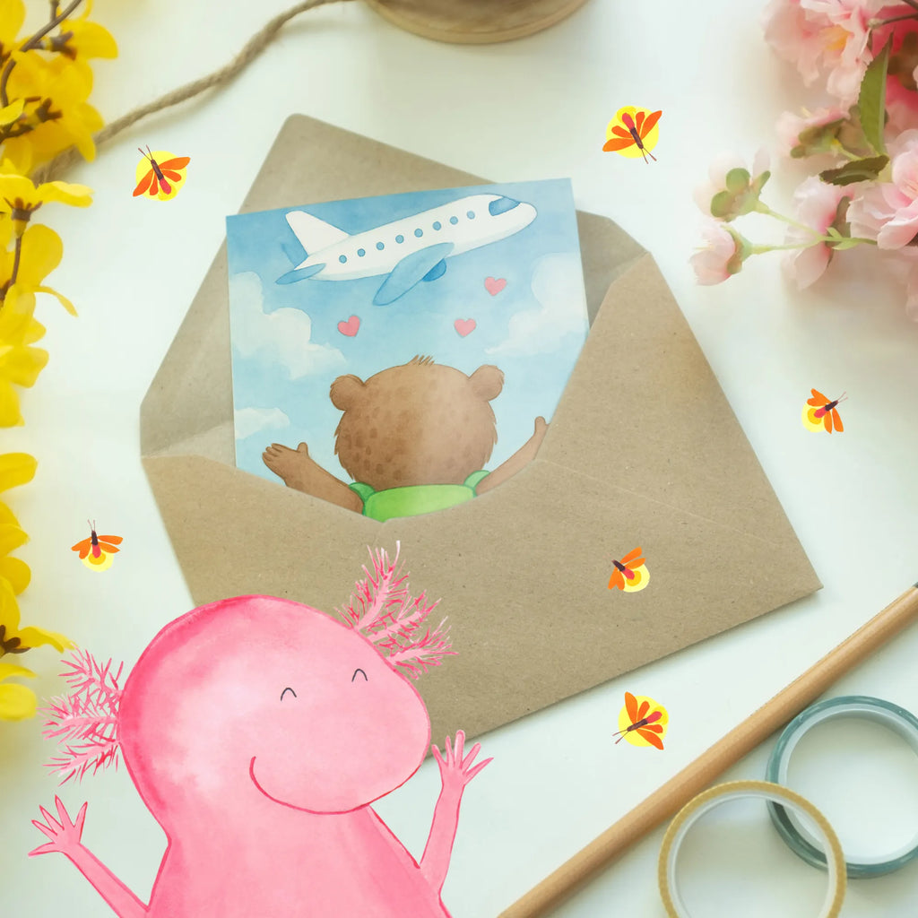 Grußkarte Bär Flugzeug Design Klappkarte, Ansichtskarten, Grußkarte, Einladungskarte, Geburtstagskarte, Glückwunschkarte, Karte, Hochzeitskarte, Liebe, Partner, Freund, Freundin, Ehemann, Ehefrau, Heiraten, Verlobung, Heiratsantrag, Liebesgeschenk, Jahrestag, Hocheitstag, Hochzeitstag, Liebesbeweis, Geschenk für Frauen, Valentinstag, Mitbringsel, Geschenk für Partner, für Ehemann, für Männer, Geschenk für Freundin