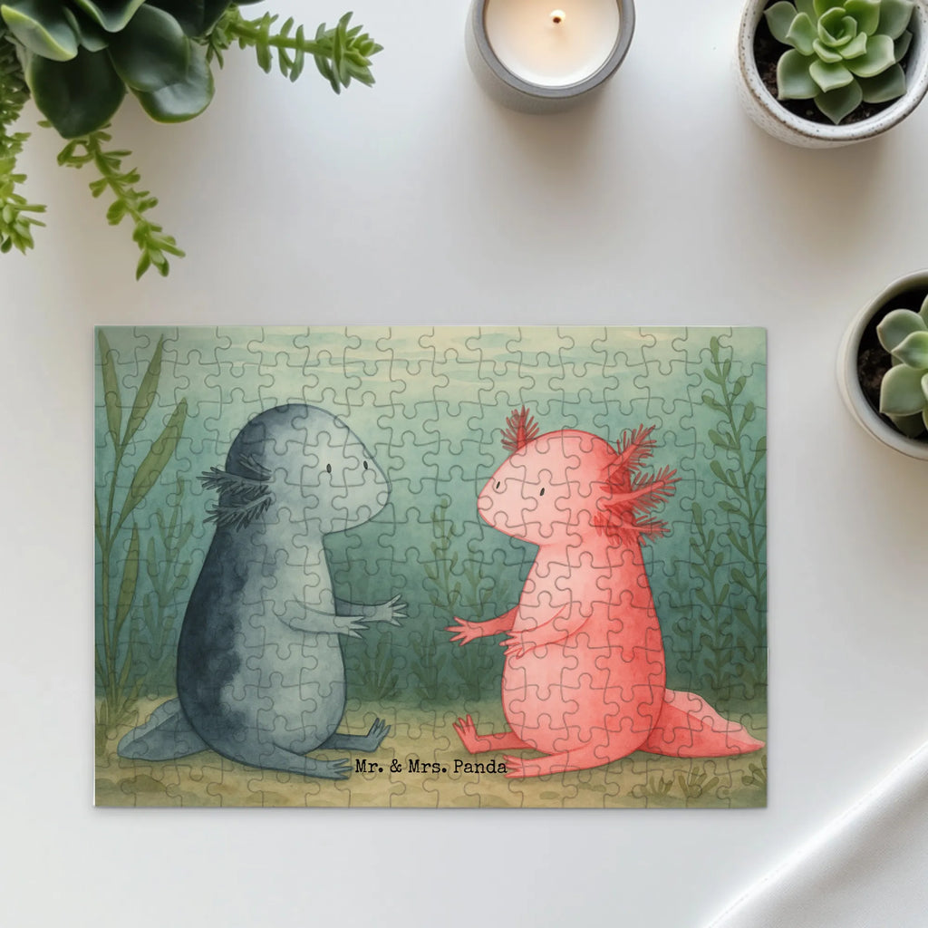 Puzzle Axolotl Liebe Design Puzzle, Axolotl, Molch, Verlobter, Freund, Ehemann, Axolot, Schwanzlurch, große Liebe, Liebesbeweis, Lurch, Lurche, Valentinstag, Jahrestag, Liebe