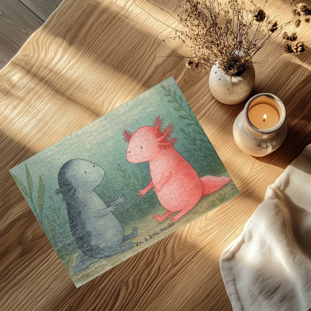Puzzle Axolotl Liebe Design Puzzle, Axolotl, Molch, Verlobter, Freund, Ehemann, Axolot, Schwanzlurch, große Liebe, Liebesbeweis, Lurch, Lurche, Valentinstag, Jahrestag, Liebe