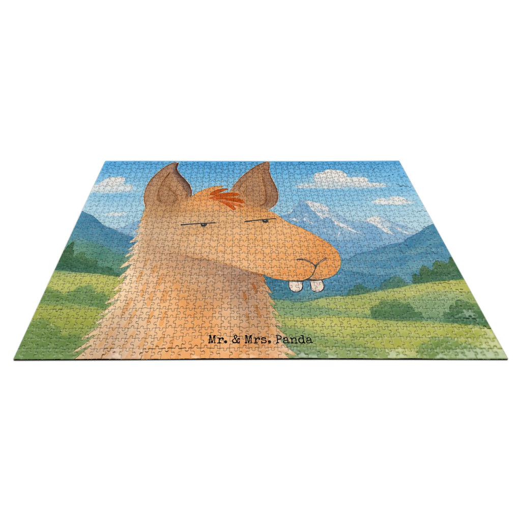 Puzzle Lamakopf Genervt Design Puzzle, Lama, Alpaka, beste Freundin, Chefin, Freundin, genervt sein, Partnerin, Recht haben, Büro, Büroalltag, Azubi, Lamas, Chef