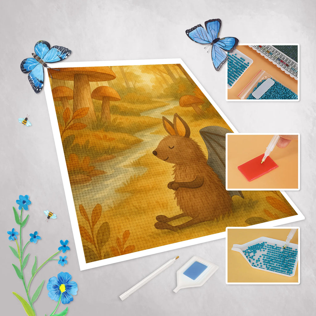 Diamond Painting Fledermaus Sitzen Design Kristallbild, DIY, Kreativität, Diamond Painting, Tiermotive, Gute Laune, lustige Sprüche, Tiere, Fledermäuse, Motivation, entspannen, Fledermaus