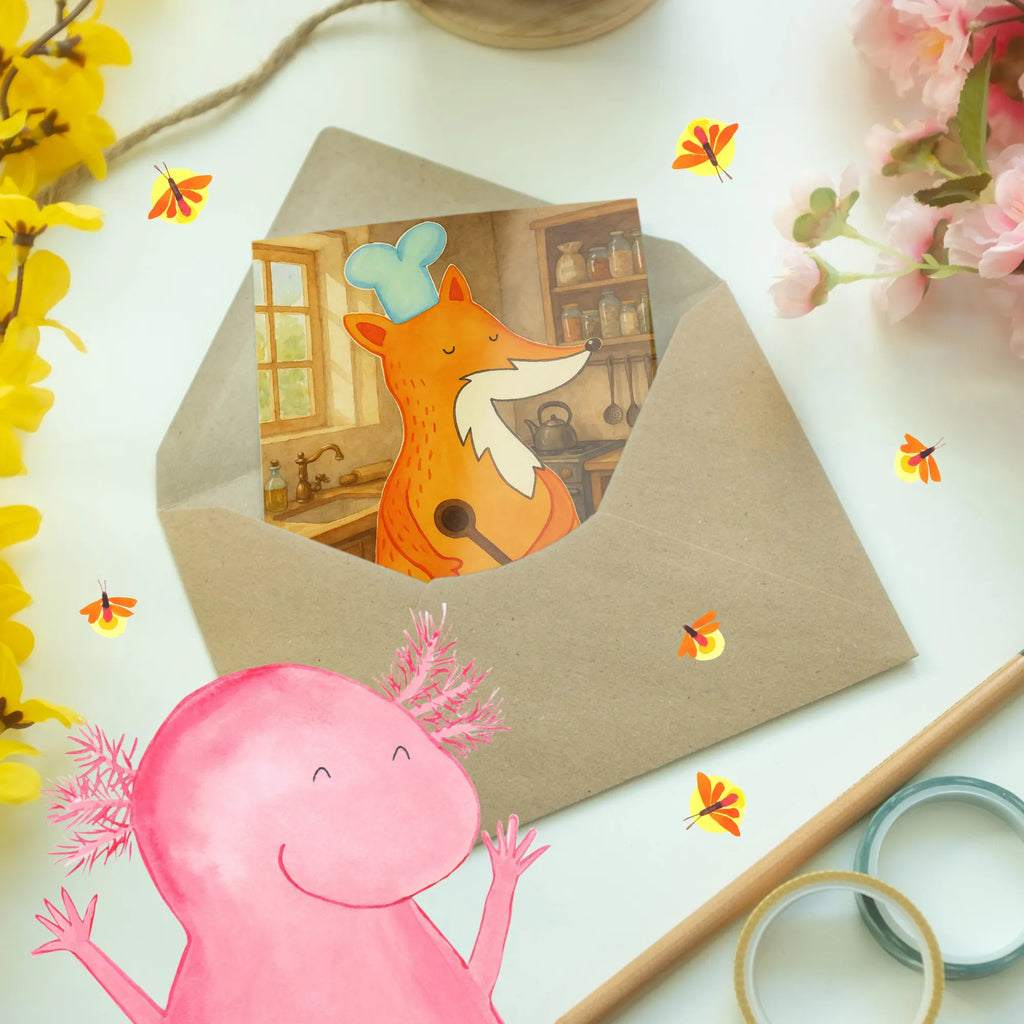 Grußkarte Fuchs Koch Design Grußkarte, Klappkarte, Einladungskarte, Glückwunschkarte, Hochzeitskarte, Geburtstagskarte, Karte, Ansichtskarten, Fuchs, Füchse, Koch Geschenk, Küche Spruch, Küche Deko, Köche, Bäcker, Party Spruch, Spruch lustig, witzig