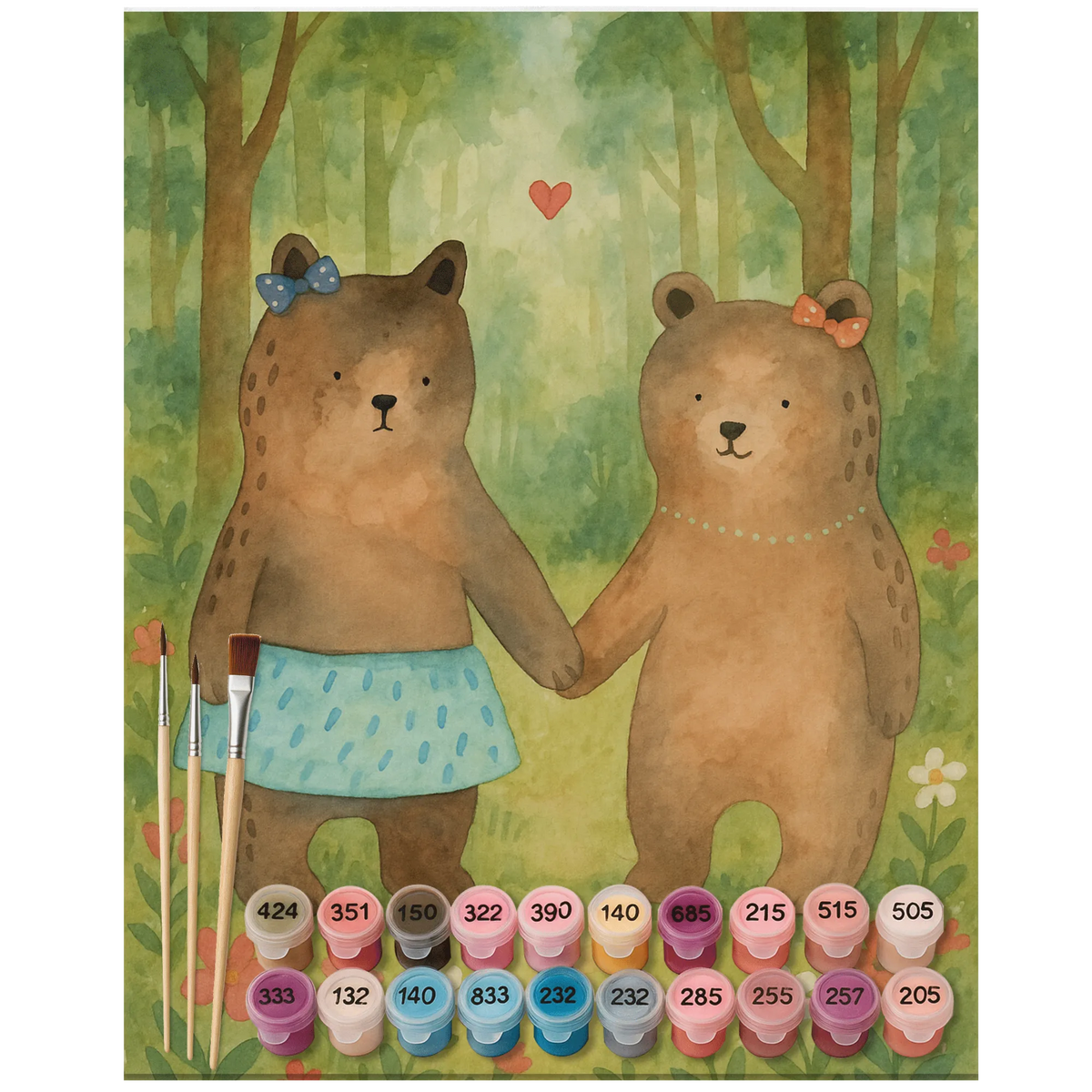 Paint by Numbers bear Girlfriend Design teddy bear, cuddly toy, bear girlfriend best friend love proof of love loves buddy buddy