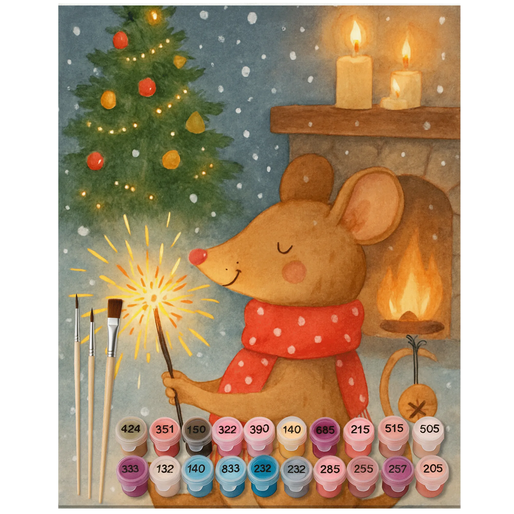 Paint by Numbers Mouse Christmas Design Baseln, Kunstwerk, Malen nach Zahlen, Malen, Kreativität, Ausmalbild, DIY, Künstler, Bastelidee, Winter, Weihnachten, Weihnachtsdeko, Nikolaus, Advent, Heiligabend, Wintermotiv, Frohe Weihnachten, Mäuschen, Weihnachtsmotiv, Maus, Weihnachtsgruß, Weihnachtswunder