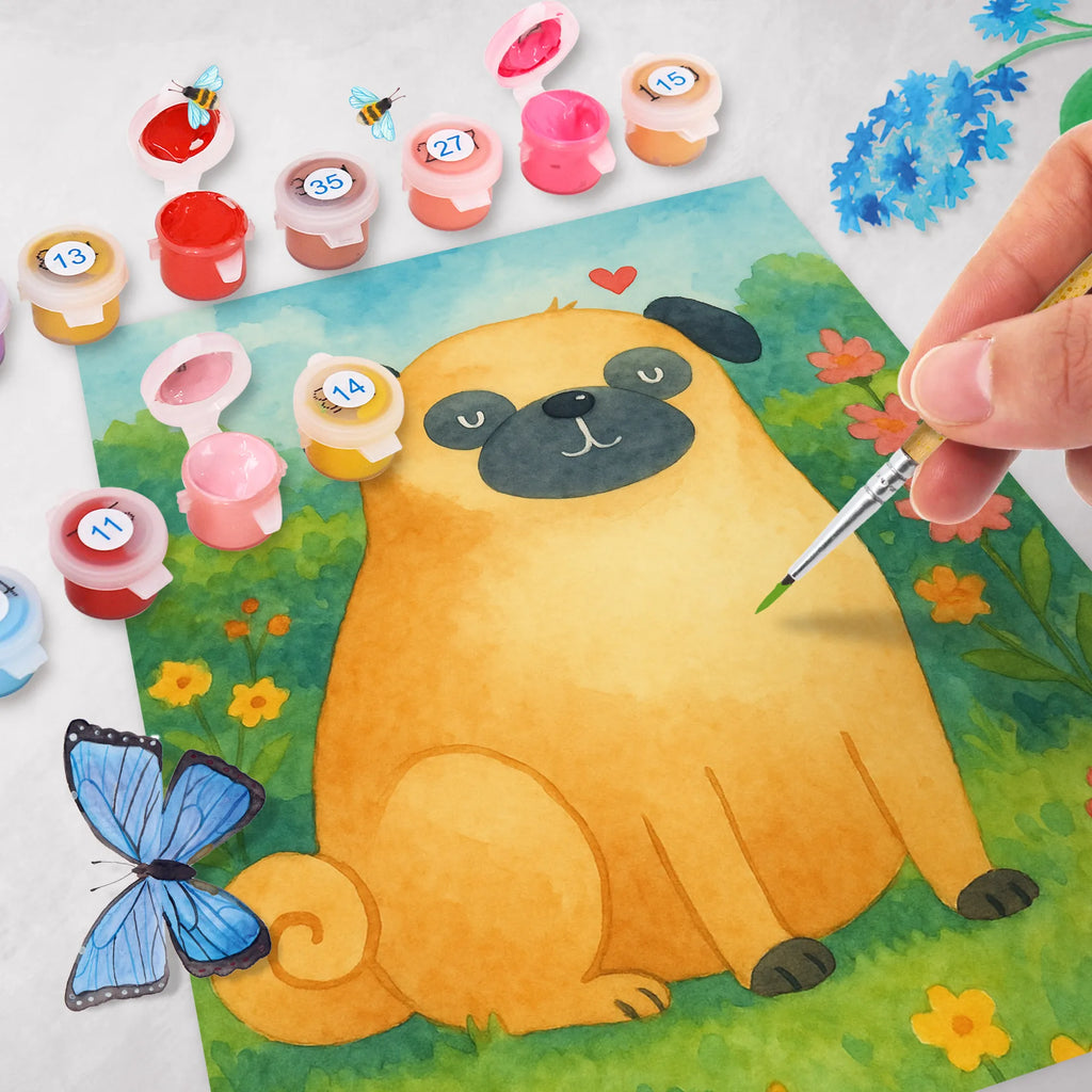 Malowanie według numerów Mops Design Ausmalbild, Malen nach Zahlen, Kunstwerk, Hund, Hundemotiv, Haustier, Hunderasse, Tierliebhaber, Hundebesitzer, Sprüche, Mops, Hundeliebe, Liebe