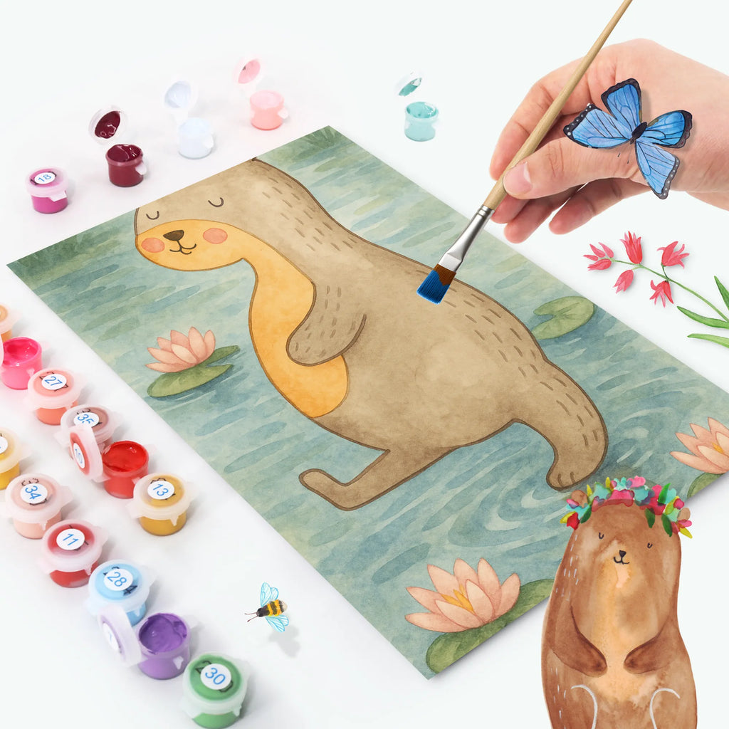 Paint by Numbers otter Belly Design otter, marten, sea otter, European otter, water mammal, aquatic animal, baby otter, predator, water, otter gifts, animal lover, gift ideas for animal lovers, animal, mammal, water animal, gifts for people in love, Otter Sea Otter Lake Otter