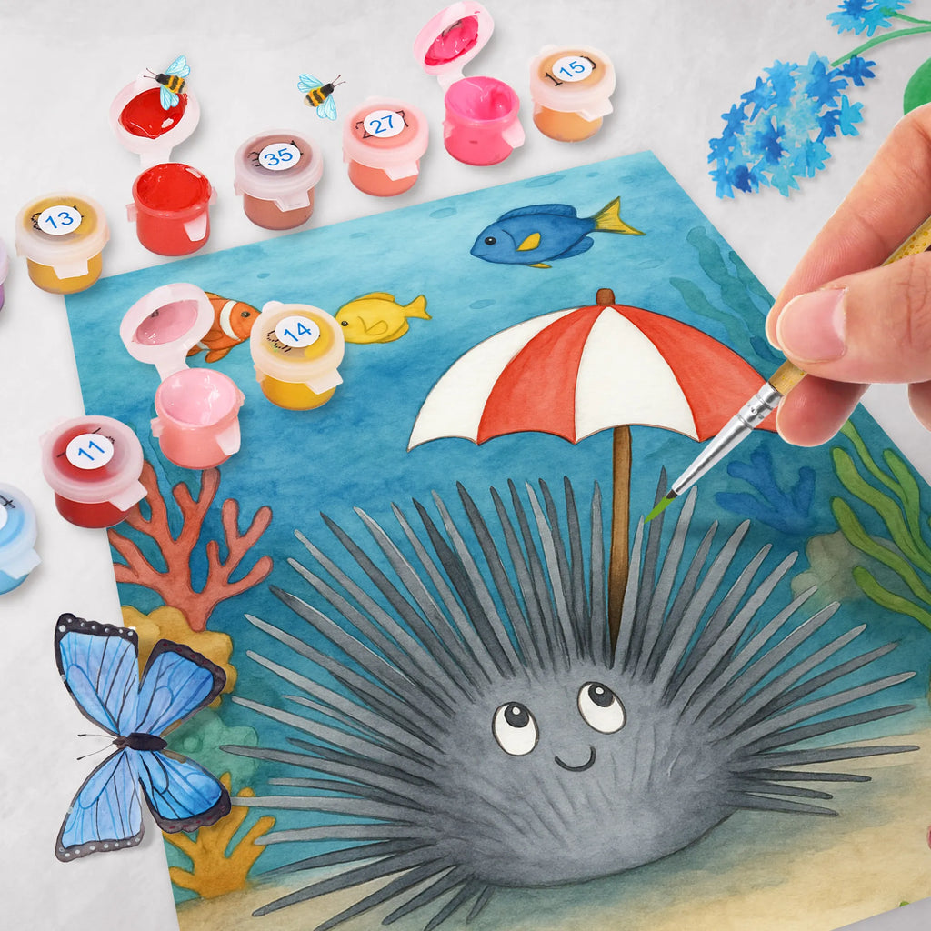 Paint by Numbers Sea urchins Design Künstler, Kunstwerk, Kreativität, Ausmalbild, Bastelidee, Baseln, DIY, Malen nach Zahlen, Malen, Meerestiere, Meer, Urlaub, Achtsamkeit, Lebe, Selbstakzeptanz, Leben, Hier und Jetzt, Seeigel, Selbstliebe