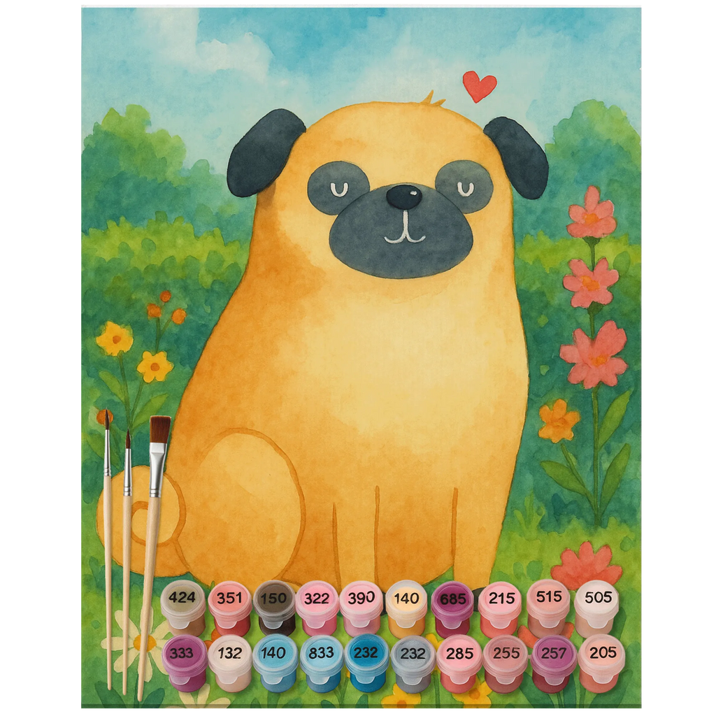 Malowanie według numerów Mops Design Ausmalbild, Malen nach Zahlen, Kunstwerk, Hund, Hundemotiv, Haustier, Hunderasse, Tierliebhaber, Hundebesitzer, Sprüche, Mops, Hundeliebe, Liebe