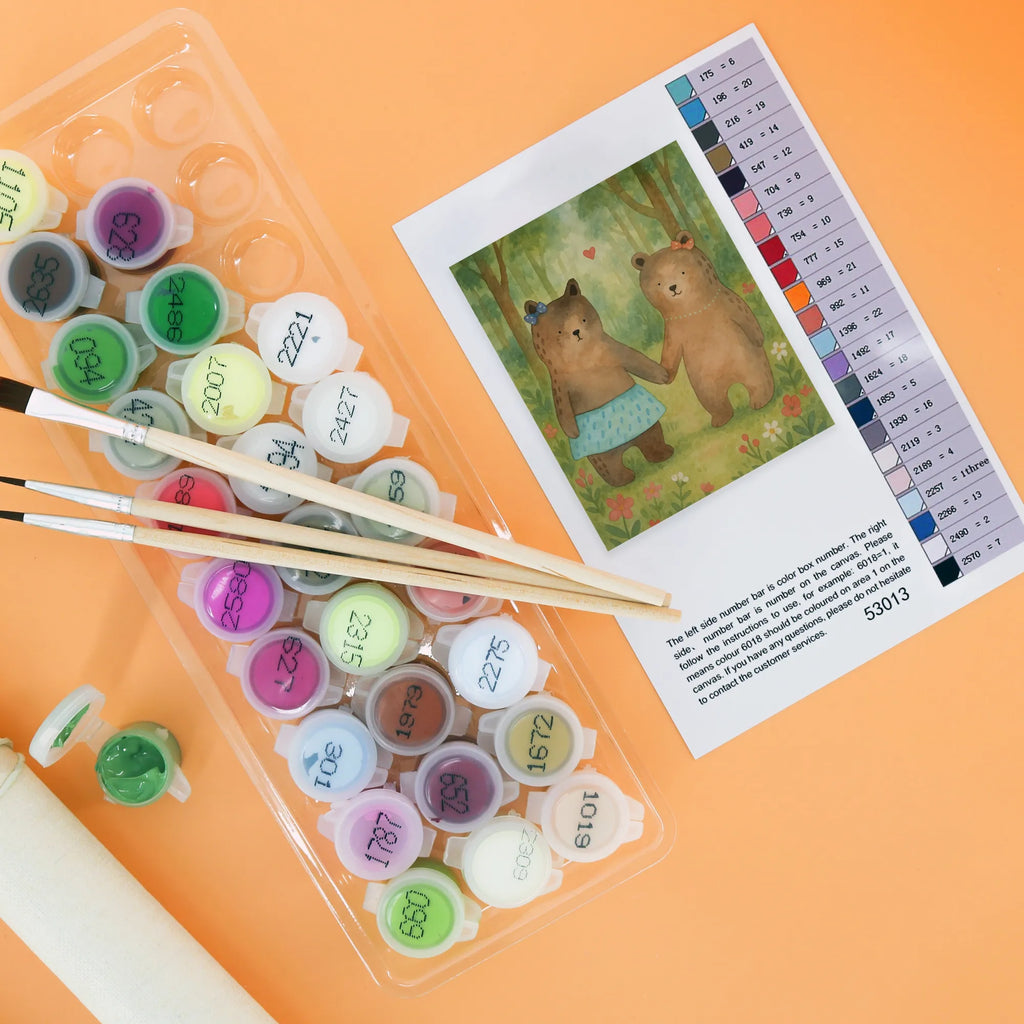 Malowanie według numerów Niedźwiedź przyjaciółka Design Baseln, Malen, Bastelidee, Malen nach Zahlen, Ausmalbild, Kreativität, Kunstwerk, DIY, Künstler, Bär, Teddy, Teddybär, Bär Freundin Beste Freund Liebe Liebesbeweis Verliebt Kumpel Kumpeliene