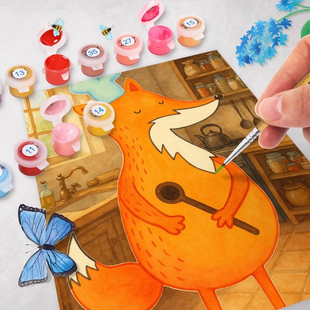 Paint by Numbers Fox A cook Design Ausmalbild, Kunstwerk, Malen nach Zahlen, Fuchs, Bäcker, Füchse, Küche Deko, witzig, Spruch lustig, Küche Spruch, Party Spruch, Köche, Koch Geschenk