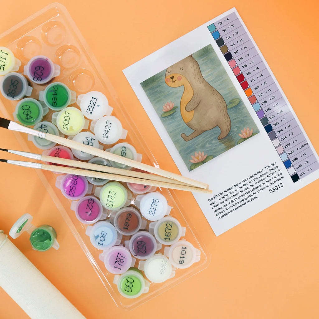 Paint by Numbers otter Belly Design otter, marten, sea otter, European otter, water mammal, aquatic animal, baby otter, predator, water, otter gifts, animal lover, gift ideas for animal lovers, animal, mammal, water animal, gifts for people in love, Otter Sea Otter Lake Otter