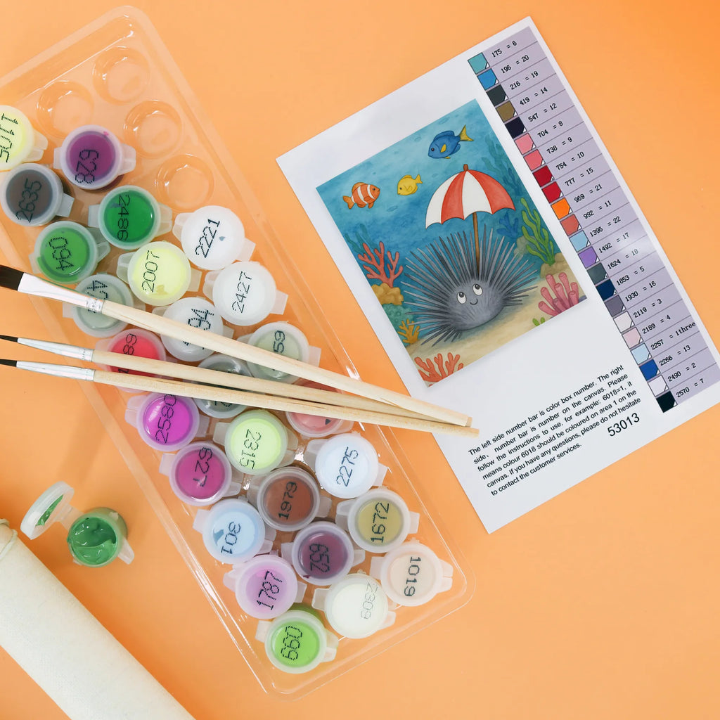 Paint by Numbers Sea urchins Design Künstler, Kunstwerk, Kreativität, Ausmalbild, Bastelidee, Baseln, DIY, Malen nach Zahlen, Malen, Meerestiere, Meer, Urlaub, Achtsamkeit, Lebe, Selbstakzeptanz, Leben, Hier und Jetzt, Seeigel, Selbstliebe