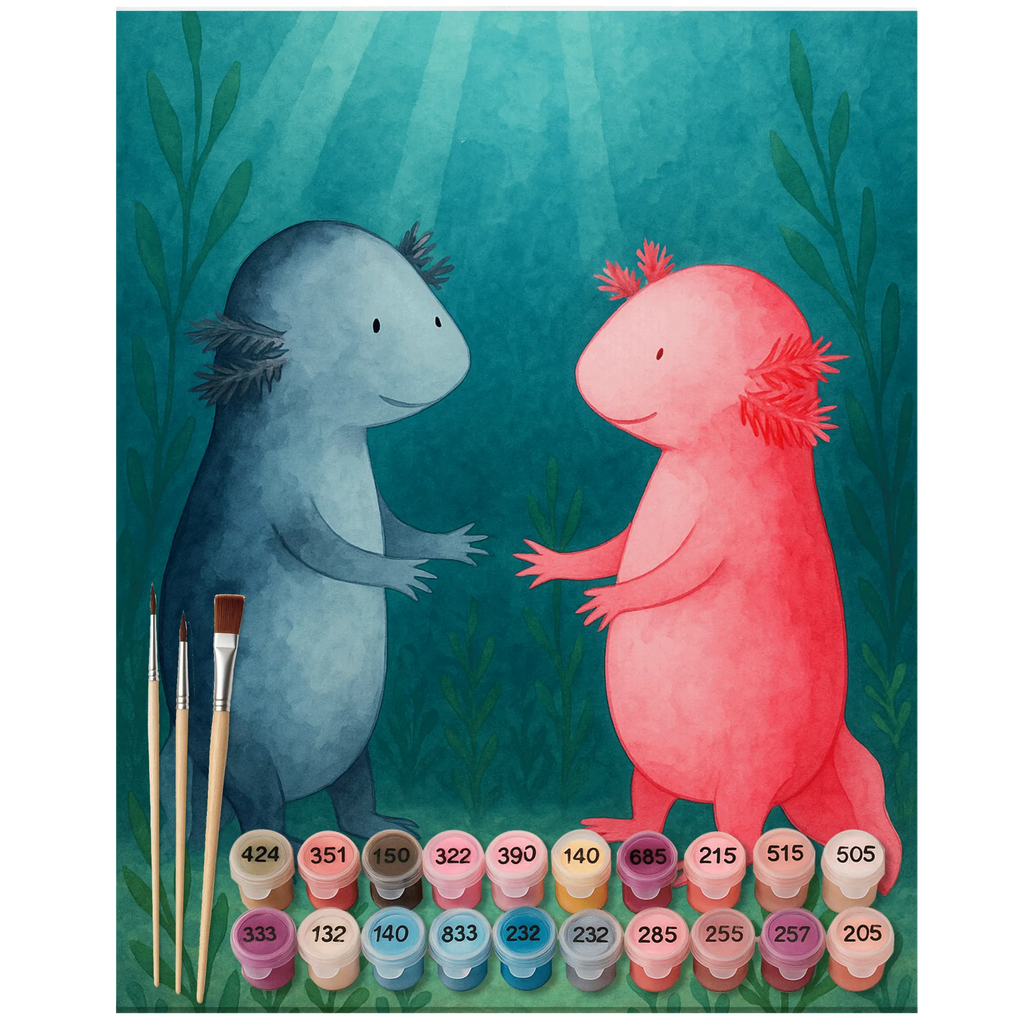 Paint by Numbers axolotl Love Design Kreativität, DIY, Ausmalbild, Kunstwerk, Künstler, Malen nach Zahlen, Malen, Bastelidee, Baseln, Axolotl, Molch, Verlobter, Ehemann, Axolot, Lurche, Liebe, Freund, Schwanzlurch, Lurch, große Liebe, Liebesbeweis, Valentinstag, Jahrestag