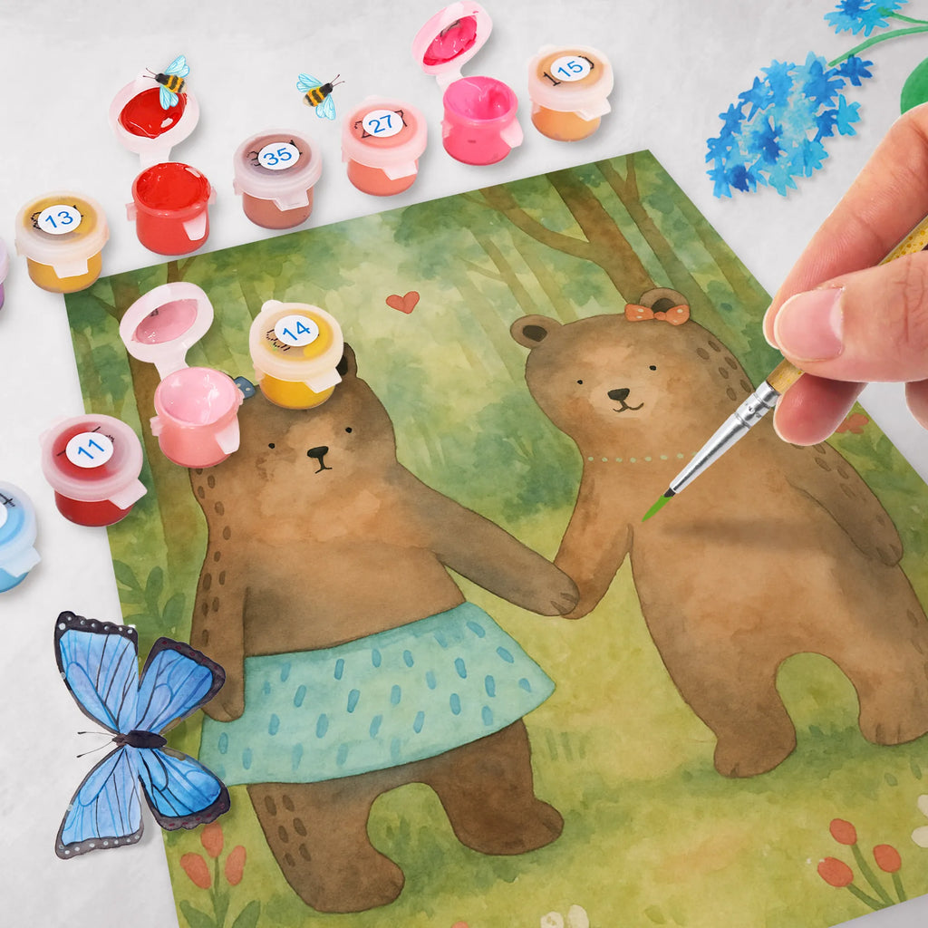 Malowanie według numerów Niedźwiedź przyjaciółka Design Baseln, Malen, Bastelidee, Malen nach Zahlen, Ausmalbild, Kreativität, Kunstwerk, DIY, Künstler, Bär, Teddy, Teddybär, Bär Freundin Beste Freund Liebe Liebesbeweis Verliebt Kumpel Kumpeliene