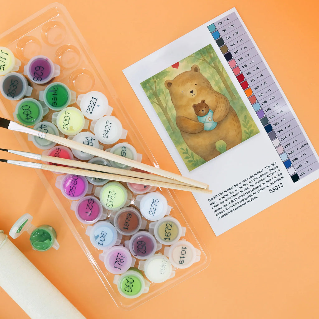 Paint by Numbers bear infant Design Baseln, Künstler, DIY, Kreativität, Malen, Bastelidee, Kunstwerk, Malen nach Zahlen, Ausmalbild, Bär, Teddy, Teddybär, Taufe, Enkel, Glückwunsch, Täufling, Nichte, Baby, Geburt, Neffe, Geburtstag, Mutter, Eltern, Enkelin