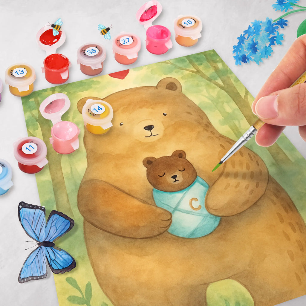 Paint by Numbers bear infant Design Baseln, Künstler, DIY, Kreativität, Malen, Bastelidee, Kunstwerk, Malen nach Zahlen, Ausmalbild, Bär, Teddy, Teddybär, Taufe, Enkel, Glückwunsch, Täufling, Nichte, Baby, Geburt, Neffe, Geburtstag, Mutter, Eltern, Enkelin