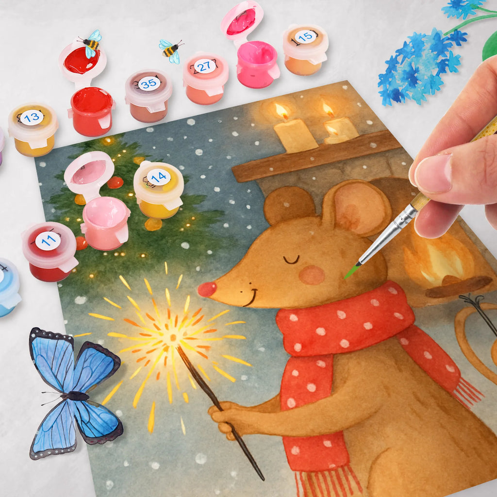 Paint by Numbers Mouse Christmas Design Baseln, Kunstwerk, Malen nach Zahlen, Malen, Kreativität, Ausmalbild, DIY, Künstler, Bastelidee, Winter, Weihnachten, Weihnachtsdeko, Nikolaus, Advent, Heiligabend, Wintermotiv, Frohe Weihnachten, Mäuschen, Weihnachtsmotiv, Maus, Weihnachtsgruß, Weihnachtswunder