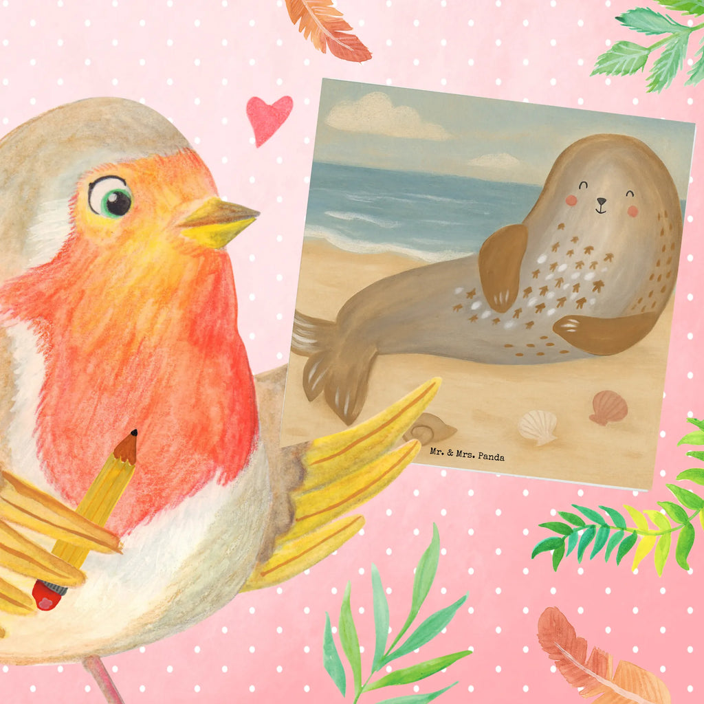 Deluxe Karte Robbe Lachen Design Klappkarte, Hochzeitskarte, Karte, Glückwunschkarte, Grußkarte, Hochwertige Grußkarte, Einladungskarte, Geburtstagskarte, Hochwertige Klappkarte, Tiermotive, Gute Laune, lustige Sprüche, Tiere, Robben, Strand, Ostsee, Seehund, Meerestier, Nordsee, Robbe