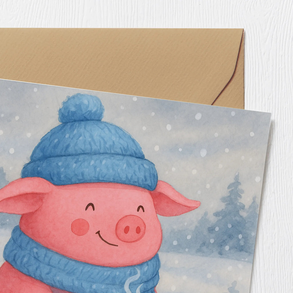 Deluxe Karte Schweinchen Glühwein Design Karte, Grußkarte, Klappkarte, Einladungskarte, Glückwunschkarte, Hochzeitskarte, Geburtstagskarte, Hochwertige Grußkarte, Hochwertige Klappkarte, Winter, Weihnachten, Weihnachtsdeko, Nikolaus, Advent, Heiligabend, Wintermotiv, Glühwein, Betrunken, Weihnachtsmarkt, Spruch