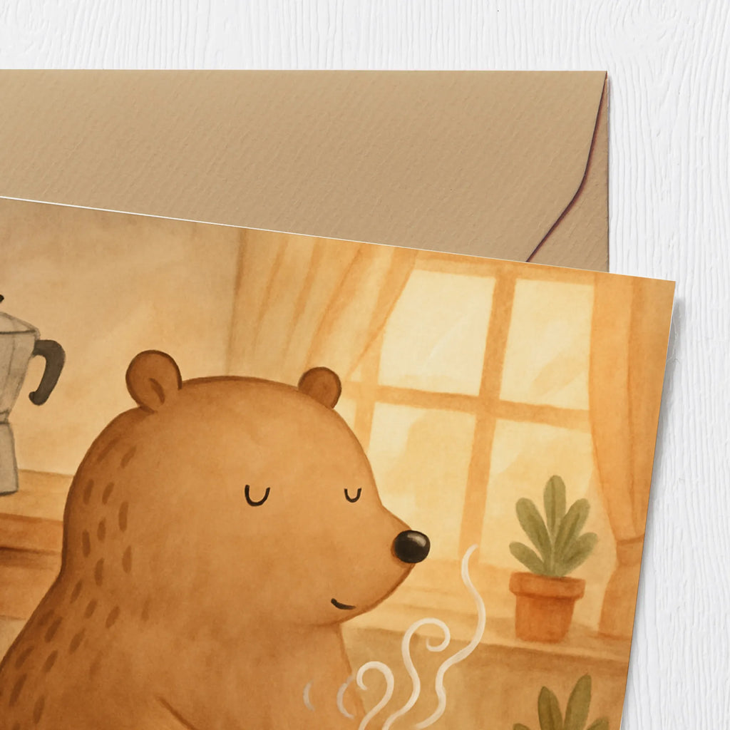 Deluxe Karte Bär Morgenkaffee Design Karte, Grußkarte, Klappkarte, Einladungskarte, Glückwunschkarte, Hochzeitskarte, Geburtstagskarte, Hochwertige Grußkarte, Hochwertige Klappkarte, Liebe, Partner, Freund, Freundin, Ehemann, Ehefrau, Heiraten, Verlobung, Heiratsantrag, Liebesgeschenk, Jahrestag, Hocheitstag, Valentinstag, Geschenk für Frauen, Hochzeitstag, Mitbringsel, Geschenk für Freundin, Geschenk für Partner, Liebesbeweis, für Männer, für Ehemann