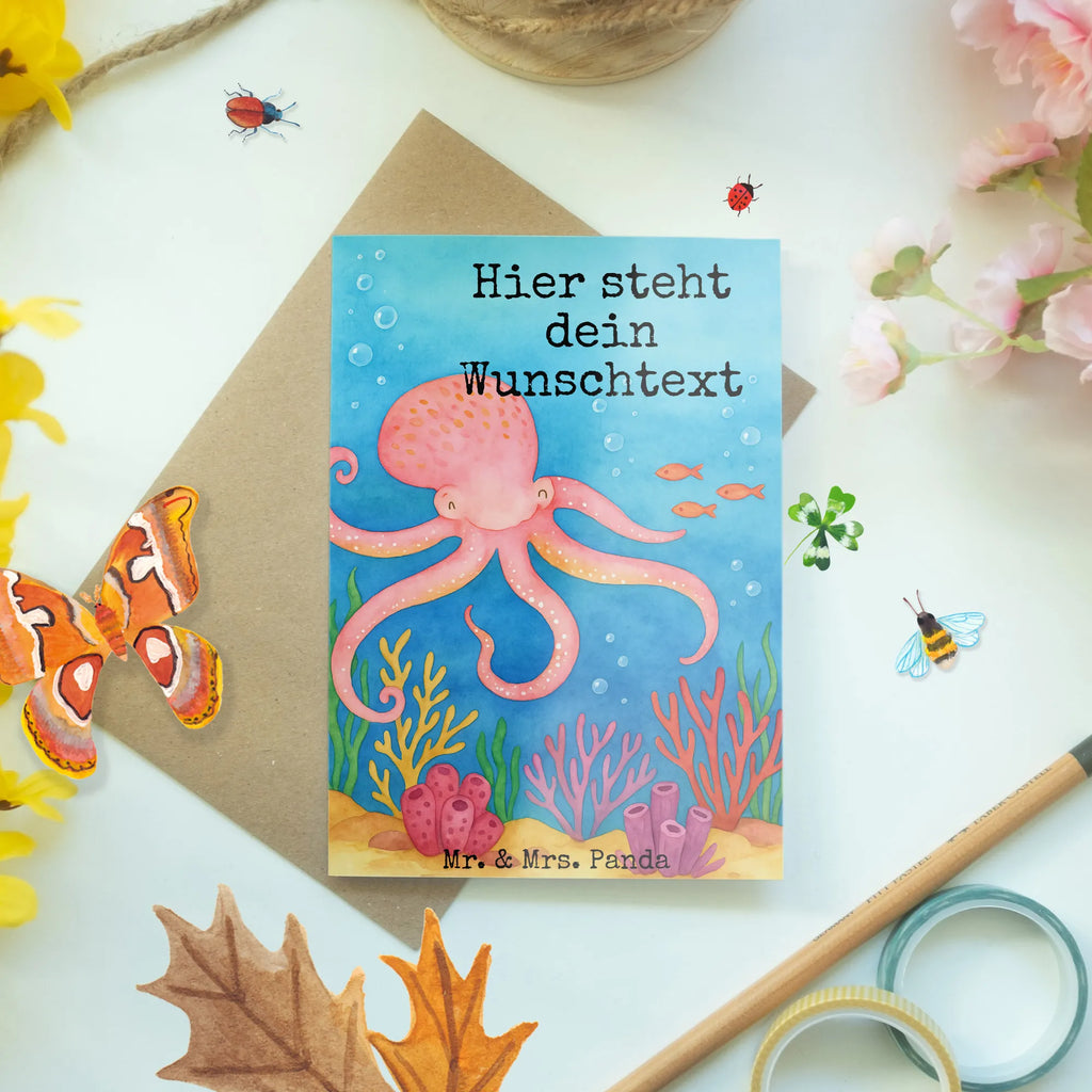 Personalisierte Grußkarte Tintenfisch Design Personalisierte Geburtstagskarte, Personalisierte Karte, Personalisierte Glückwunschkarte, Grußkarte als Geldgeschenk, Grußkarte selber drucken, Grußkarte mit Namen, Personalisierte Einladungskarte, Grußkarte mit persönlichen Nachrichten, Grußkarten personalisiert, Personalisierte Grußkarte, Personalisiertere Klappkarte, Personalisierte Hochzeitskarte, Grußkarte selbst gestalten, Tiermotive, Gute Laune, lustige Sprüche, Tiere, Wasser, Tintenfisch, Meerestier, Ozean, Meer, Krake, Arme