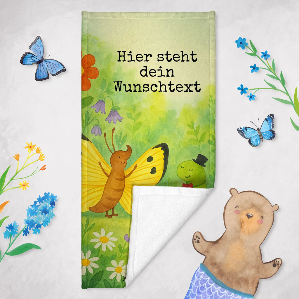Personalisiertes Badehandtuch Raupe Schmetterling Design Strandtuch mit Namen, Personalisiertes Handtuch, Personalisiertes Badetuch, Saunatuch mit Namen, Duschtuch mit Namen, Kinder Handtuch mit Namen, Badetuch mit Namen, Tiermotive, Gute Laune, lustige Sprüche, Tiere, Aufwachsen, Kokon, Raupe, Erwachsen werden, Schönheit, Entwicklung, Hütchen, Schmetterling, Hut, Zitronenfalter