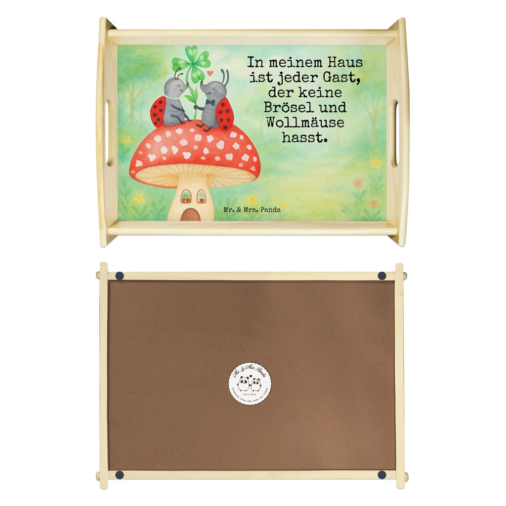 Serving tray ladybug toadstool Design Serviertablett, Tablett, Holztablett, Küchentablett, Dekotablett, Frühstückstablett, Tiermotive, Gute Laune, lustige Sprüche, Tiere, Haus, Wohnung, zuhause, Fliegenpilz, Marienkäfer, Fleigenpilzhaus