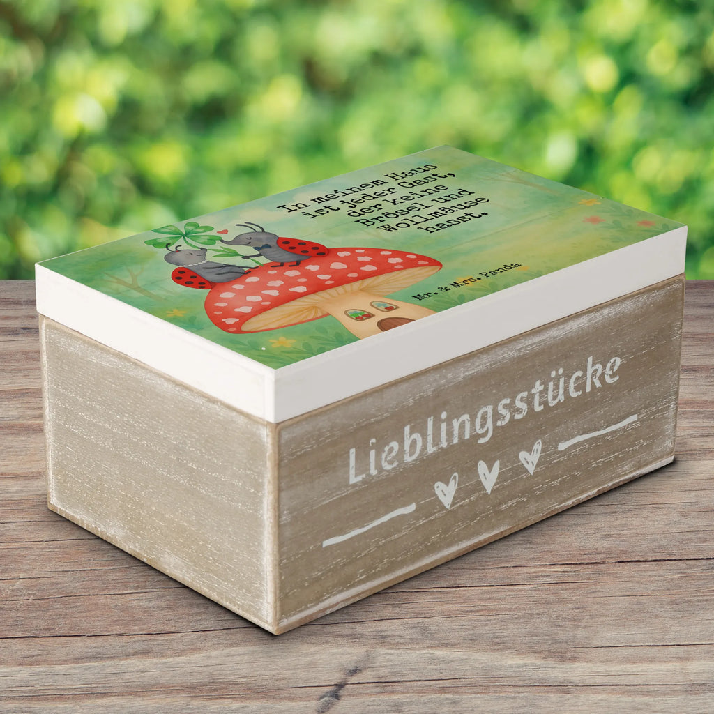 Holzkiste Marienkäfer Fliegenpilz Design Holzkiste, Kiste, Schatzkiste, Truhe, Schatulle, XXL, Erinnerungsbox, Erinnerungskiste, Dekokiste, Aufbewahrungsbox, Geschenkbox, Geschenkdose, Tiermotive, Gute Laune, lustige Sprüche, Tiere, Haus, Wohnung, zuhause, Fliegenpilz, Marienkäfer, Fleigenpilzhaus