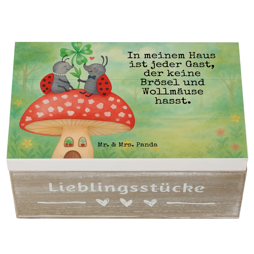 Holzkiste Marienkäfer Fliegenpilz Design Holzkiste, Kiste, Schatzkiste, Truhe, Schatulle, XXL, Erinnerungsbox, Erinnerungskiste, Dekokiste, Aufbewahrungsbox, Geschenkbox, Geschenkdose, Tiermotive, Gute Laune, lustige Sprüche, Tiere, Haus, Wohnung, zuhause, Fliegenpilz, Marienkäfer, Fleigenpilzhaus