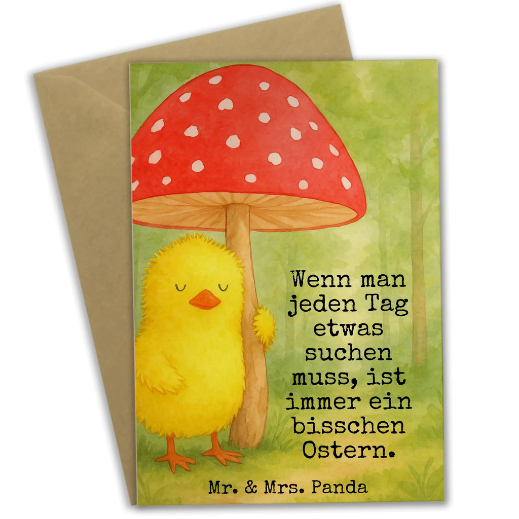 Kartka okolicznościowa pisklę muchomor czerwony Design Grußkarte, Klappkarte, Einladungskarte, Glückwunschkarte, Hochzeitskarte, Geburtstagskarte, Karte, Ansichtskarten, Ostern, Osterhase, Ostergeschenke, Osternest, Osterdeko, Geschenke zu Ostern, Ostern Geschenk, Ostergeschenke Kinder, Ostern Kinder, Küken, Fliegenpilz, Glückspilz, Frohe Ostern, Ostergrüße