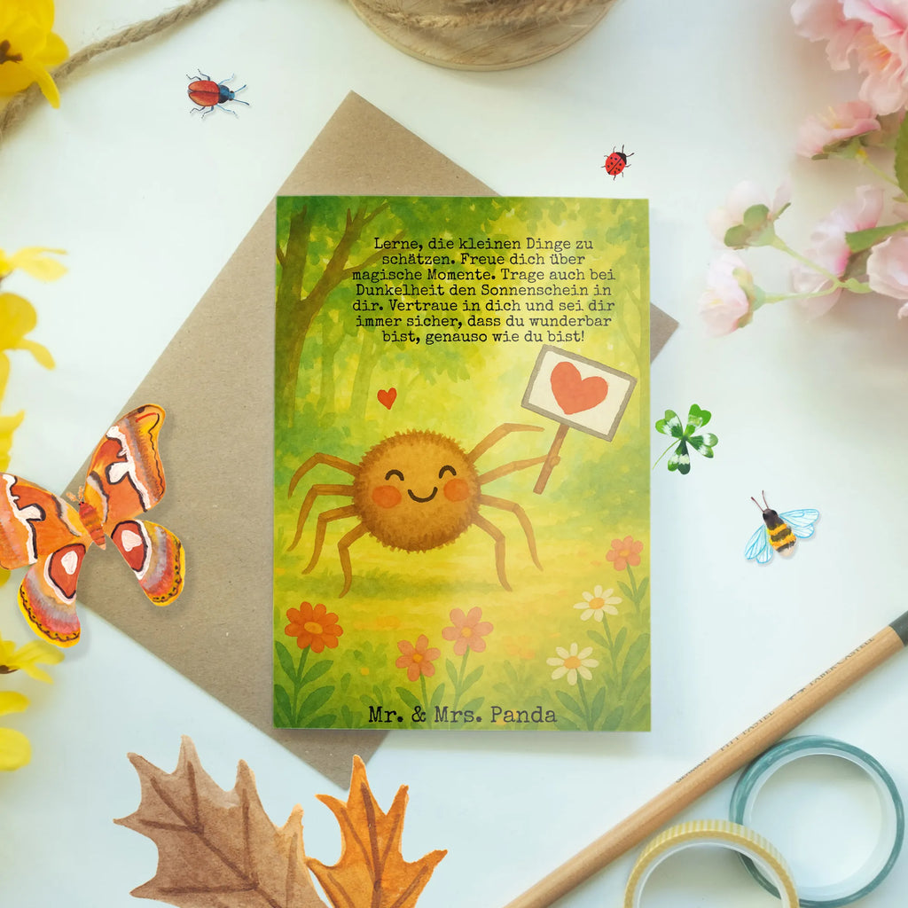 Greetings card Spider Agatha Motivation Design Grußkarte, Klappkarte, Einladungskarte, Glückwunschkarte, Hochzeitskarte, Geburtstagskarte, Karte, Ansichtskarten, Spinne Agathe, Spinne, Agathe, Videos, Merchandise, Motivation, Glück, Liebe, Vertrauen, Dankeschön