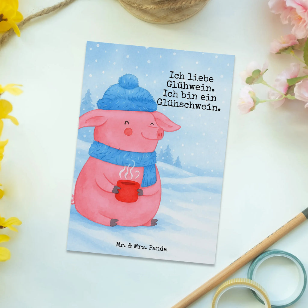 Postcard Pig Mulled wine Design Postkarte, Karte, Geschenkkarte, Grußkarte, Einladung, Ansichtskarte, Geburtstagskarte, Einladungskarte, Dankeskarte, Ansichtskarten, Einladung Geburtstag, Einladungskarten Geburtstag, Winter, Weihnachten, Weihnachtsdeko, Nikolaus, Advent, Heiligabend, Wintermotiv, Glühschwein, Glühwein, Weihnachtsmarkt, Punsch