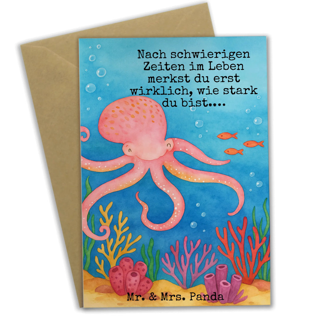 Grußkarte Tintenfisch Design Grußkarte, Klappkarte, Einladungskarte, Glückwunschkarte, Hochzeitskarte, Geburtstagskarte, Karte, Ansichtskarten, Tiermotive, Gute Laune, lustige Sprüche, Tiere, Meer, Meerestier, Krake, Tintenfisch, Arme, Wasser, Ozean