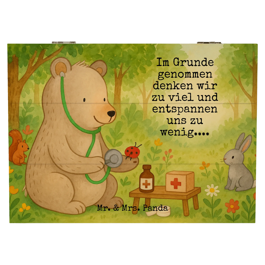 Wooden chest bear Physician Design Holzkiste, Kiste, Schatzkiste, Truhe, Schatulle, XXL, Erinnerungsbox, Erinnerungskiste, Dekokiste, Aufbewahrungsbox, Geschenkbox, Geschenkdose, Bär, Teddy, Teddybär, Arzt, Ärztin, Doktor, Professor, Doktorin, Professorin