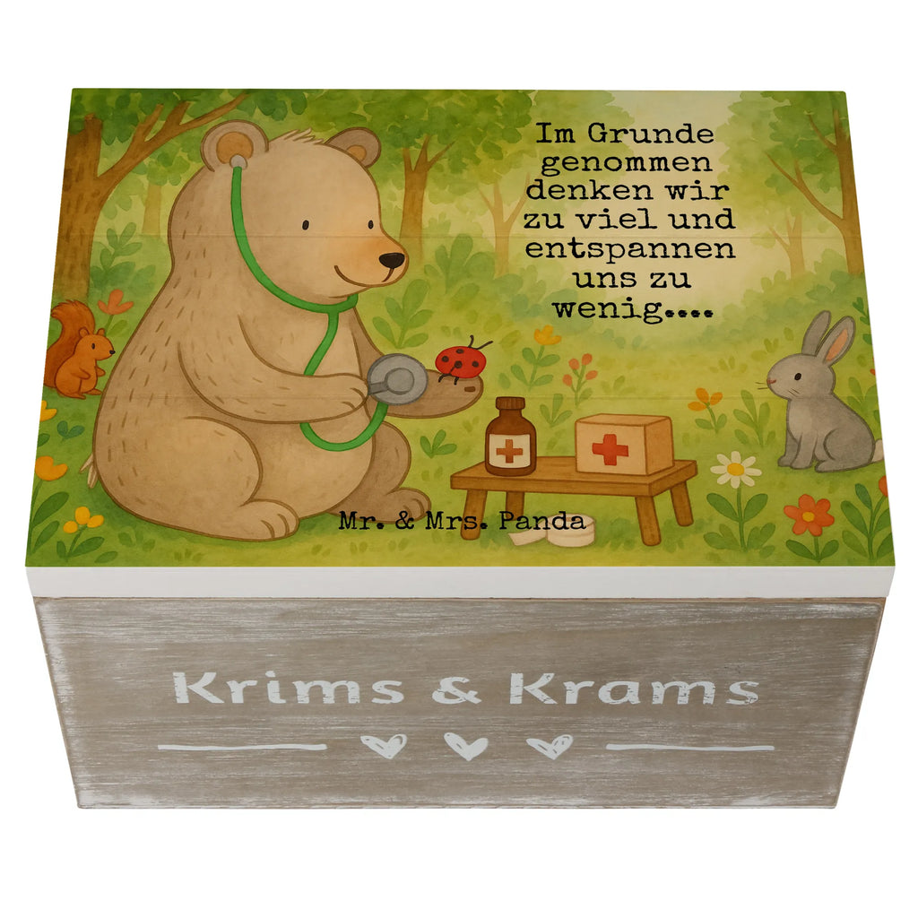Wooden chest bear Physician Design Holzkiste, Kiste, Schatzkiste, Truhe, Schatulle, XXL, Erinnerungsbox, Erinnerungskiste, Dekokiste, Aufbewahrungsbox, Geschenkbox, Geschenkdose, Bär, Teddy, Teddybär, Arzt, Ärztin, Doktor, Professor, Doktorin, Professorin