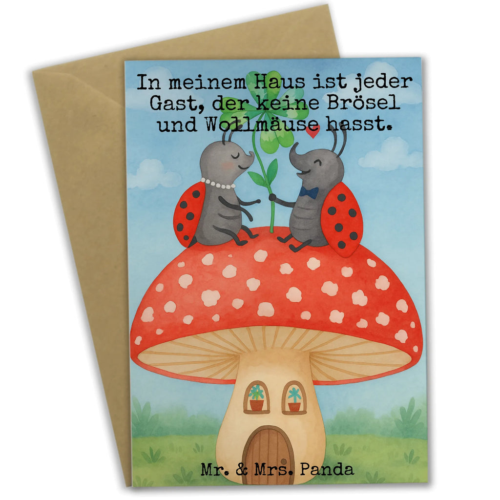 Greetings card ladybug toadstool Design Grußkarte, Klappkarte, Einladungskarte, Glückwunschkarte, Hochzeitskarte, Geburtstagskarte, Karte, Ansichtskarten, Tiermotive, Gute Laune, lustige Sprüche, Tiere, Haus, Wohnung, zuhause, Fliegenpilz, Marienkäfer, Fleigenpilzhaus