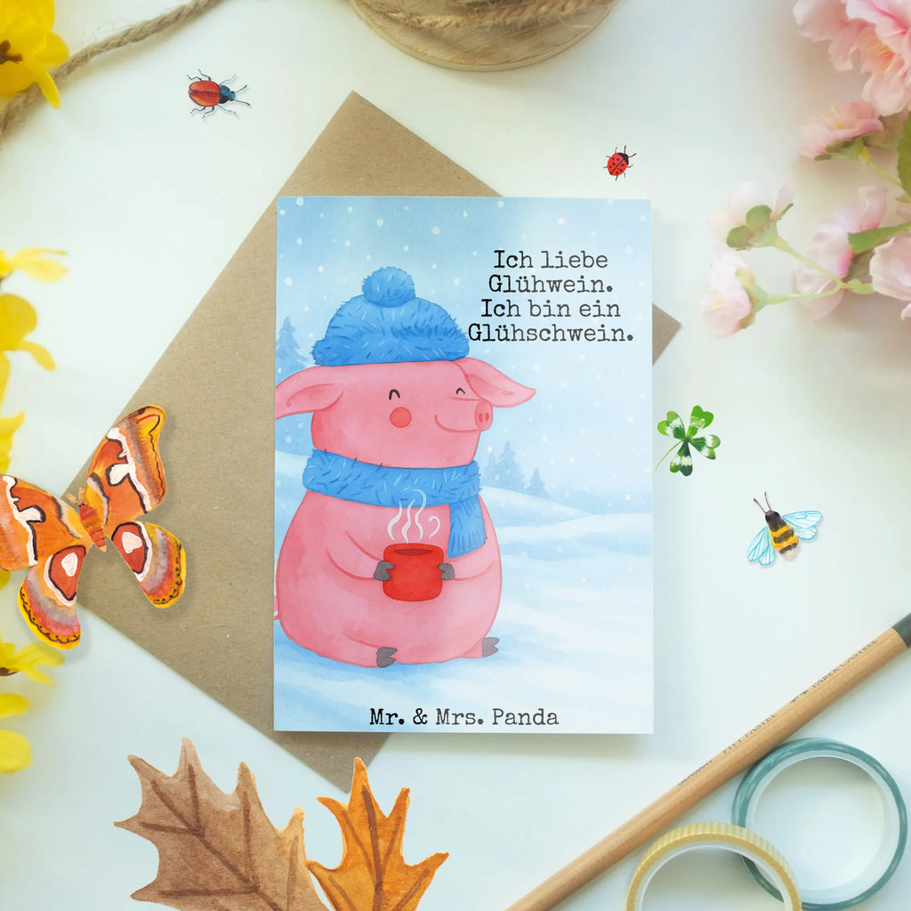 Greetings card Pig Mulled wine Design Grußkarte, Klappkarte, Einladungskarte, Glückwunschkarte, Hochzeitskarte, Geburtstagskarte, Karte, Ansichtskarten, Winter, Weihnachten, Weihnachtsdeko, Nikolaus, Advent, Heiligabend, Wintermotiv, Glühschwein, Glühwein, Weihnachtsmarkt, Punsch
