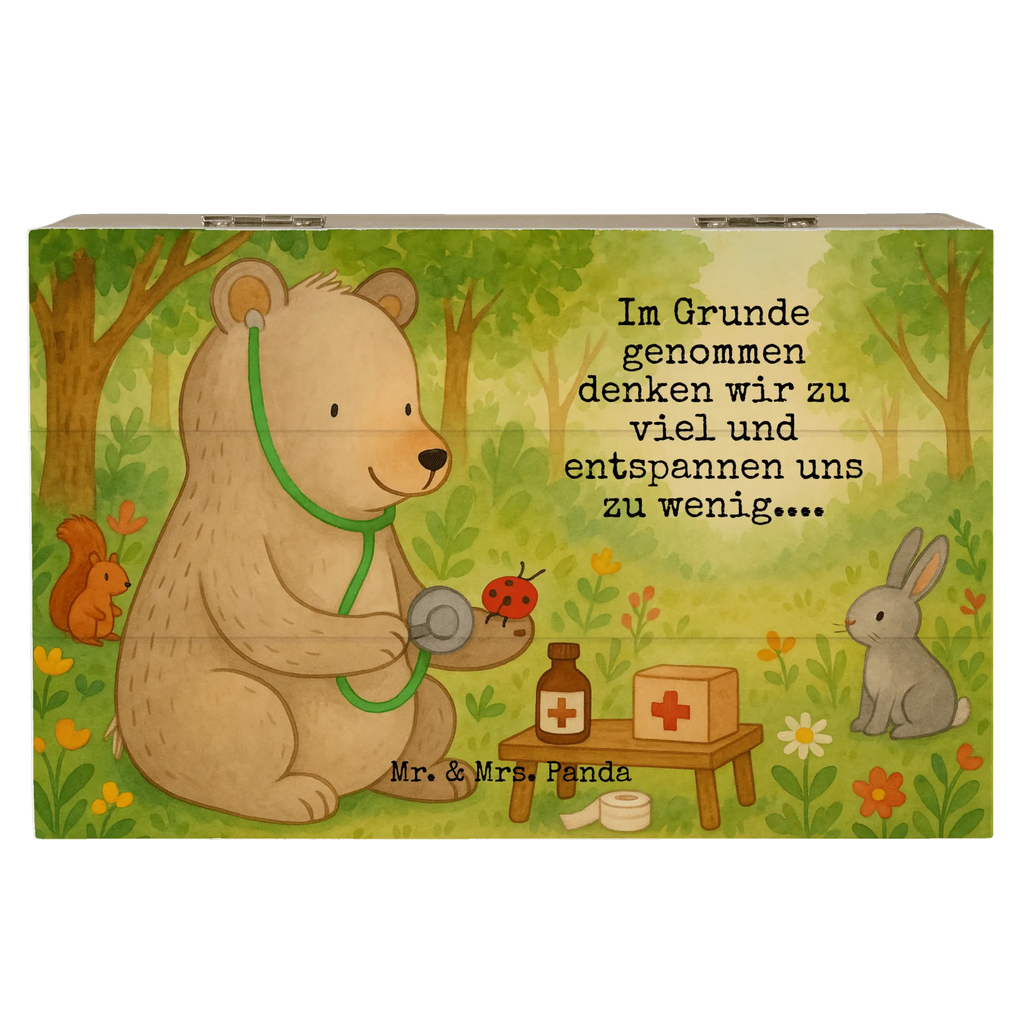 Wooden chest bear Physician Design Holzkiste, Kiste, Schatzkiste, Truhe, Schatulle, XXL, Erinnerungsbox, Erinnerungskiste, Dekokiste, Aufbewahrungsbox, Geschenkbox, Geschenkdose, Bär, Teddy, Teddybär, Arzt, Ärztin, Doktor, Professor, Doktorin, Professorin