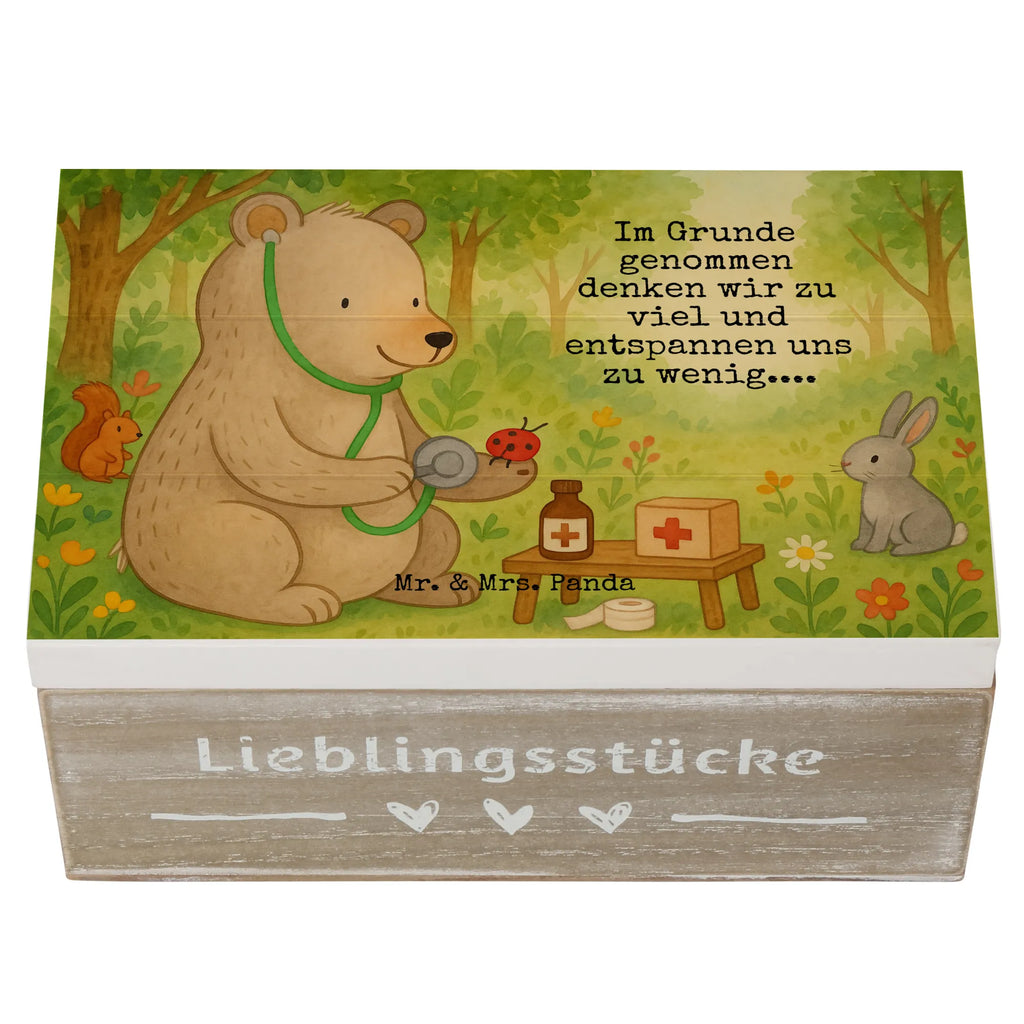 Wooden chest bear Physician Design Holzkiste, Kiste, Schatzkiste, Truhe, Schatulle, XXL, Erinnerungsbox, Erinnerungskiste, Dekokiste, Aufbewahrungsbox, Geschenkbox, Geschenkdose, Bär, Teddy, Teddybär, Arzt, Ärztin, Doktor, Professor, Doktorin, Professorin