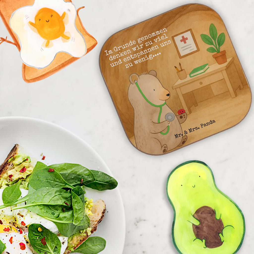 Square coaster bear Physician Design Untersetzer, Bierdeckel, Glasuntersetzer, Untersetzer Gläser, Getränkeuntersetzer, Untersetzer aus Holz, Untersetzer für Gläser, Korkuntersetzer, Untersetzer Holz, Holzuntersetzer, Tassen Untersetzer, Untersetzer Design, Bär, Teddy, Teddybär, Arzt, Ärztin, Doktor, Professor, Doktorin, Professorin