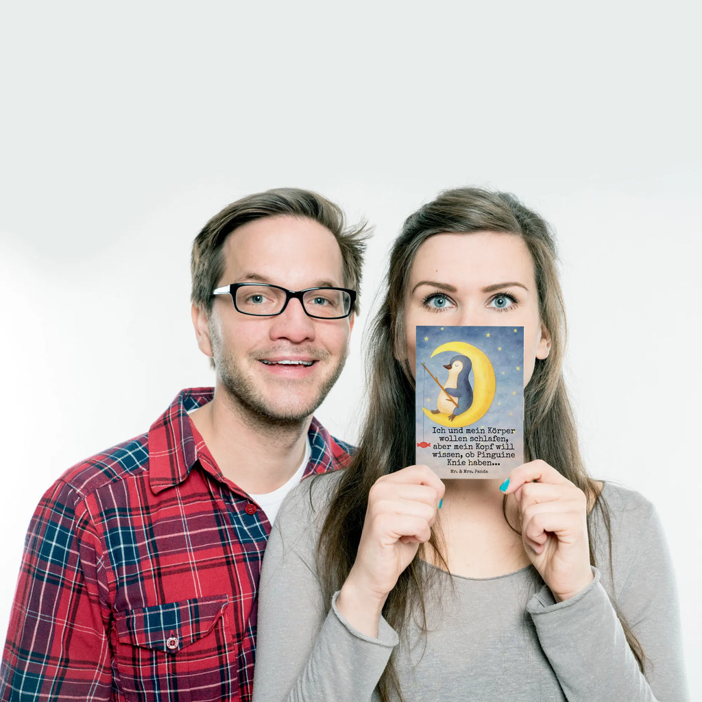 Postcard Penguin moon Design North Pole, Penguins, night's rest, bedroom, insomnia, sleep, saying, guest room, falling asleep, penguins