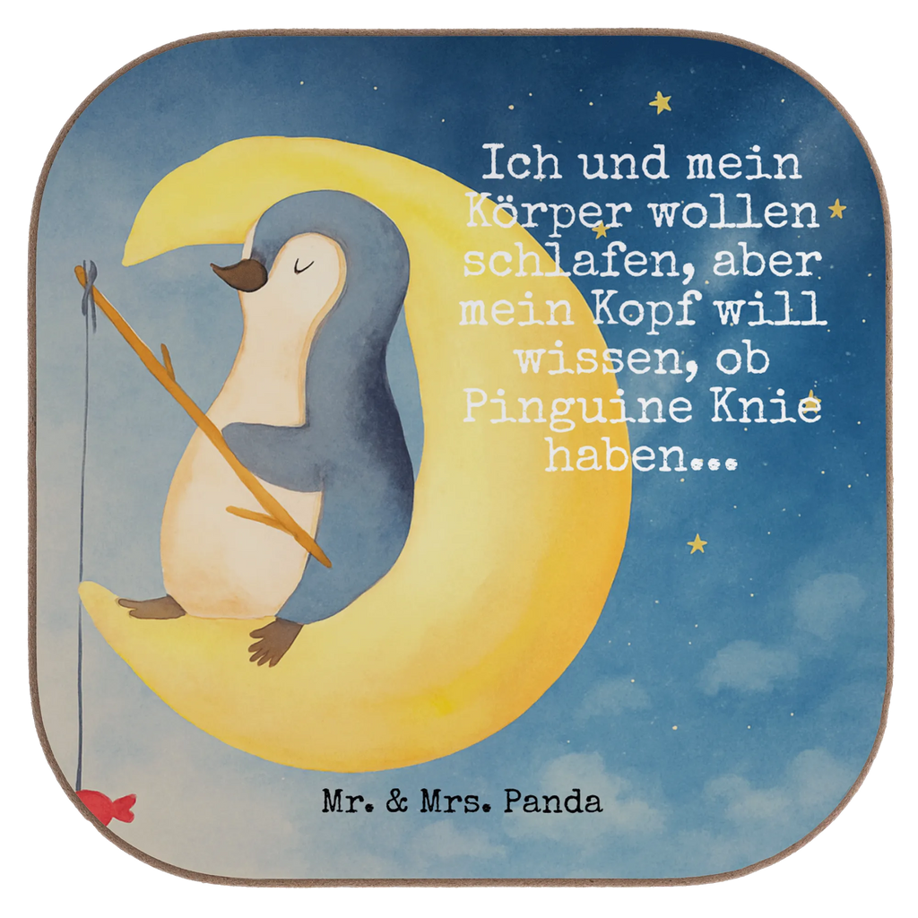 Square coaster Penguin moon Design Untersetzer, Bierdeckel, Glasuntersetzer, Untersetzer Gläser, Getränkeuntersetzer, Untersetzer aus Holz, Untersetzer für Gläser, Korkuntersetzer, Untersetzer Holz, Holzuntersetzer, Tassen Untersetzer, Untersetzer Design, Pinguin, Pinguine, Spruch, schlafen, Nachtruhe, Einschlafen, Schlafzimmer, Schlafstörungen, Gästezimmer
